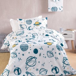 Παπλωματοθήκη Παιδική Μονή Σετ Kids Saturn White Cotton Rythmos (160x250) 2Τεμ