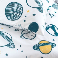 Παπλωματοθήκη Παιδική Μονή Σετ Kids Saturn White Cotton Rythmos (160x250) 2Τεμ
