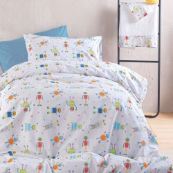 Παπλωματοθήκη Παιδική Μονή Σετ Kids Robot Chat Cotton Rythmos (160x250) 2Τεμ