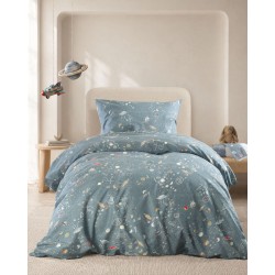 Σεντόνια Παιδικά Μονά Σετ Kids Symbol Universe Blue Cotton Rythmos (160x260) 3Τεμ