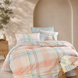 Σεντόνια Υπέρδιπλα Σετ Nova Frame Salmon Cotton Rythmos (230x260) 4Τεμ