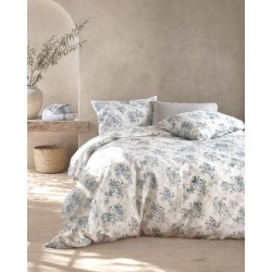 Σεντόνια Μονά Σετ Next Gardenia Grey-Blue Polycotton Rythmos (160x260) 3Τεμ