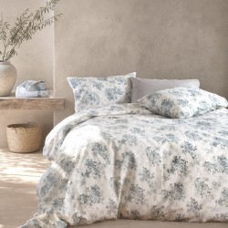 Σεντόνια Μονά Σετ Next Gardenia Grey-Blue Polycotton Rythmos (105x205+30 ) Με Λάστιχο 3Τεμ