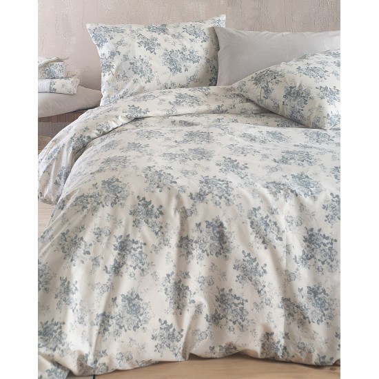 Σεντόνια Μονά Σετ Next Gardenia Grey-Blue Polycotton Rythmos (105x205+30 ) Με Λάστιχο 3Τεμ