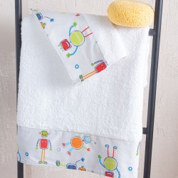 Πετσέτες Παιδικές Σετ Kids Robot Chat Cotton Rythmos 2Τεμ