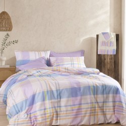 Σεντόνια Υπέρδιπλα Σετ Nova Frame Mauve Cotton Rythmos (165x205+30 ) Με Λάστιχο 4Τεμ