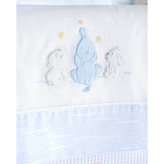 Σεντόνια Βρεφικά Φανελένια Κούνιας Σετ Elephant Friends L.Blue Cotton Rythmos (100x160) 3Τεμ Σεντόνια Βρεφικά Φανελένια Κούνιας Σετ Elephant Friends L.Blue Cotton Rythmos (100x160) 3Τεμ