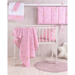 Σεντόνια Βρεφικά Κούνιας Σετ New Born Venus Pink Cotton Rythmos (120x160) 3Τεμ