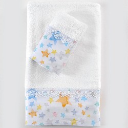 Πετσέτες Βρεφικές Σετ Bath Glow Blue Cotton Rythmos 2Τεμ