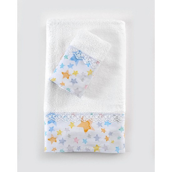 Πετσέτες Βρεφικές Σετ Bath Glow Blue Cotton Rythmos 2Τεμ