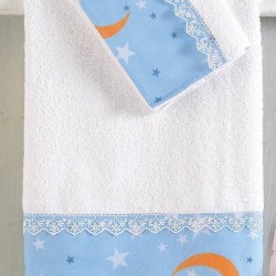Πετσέτες Βρεφικές Σετ Bath Moonlight Blue Cotton Rythmos 2Τεμ