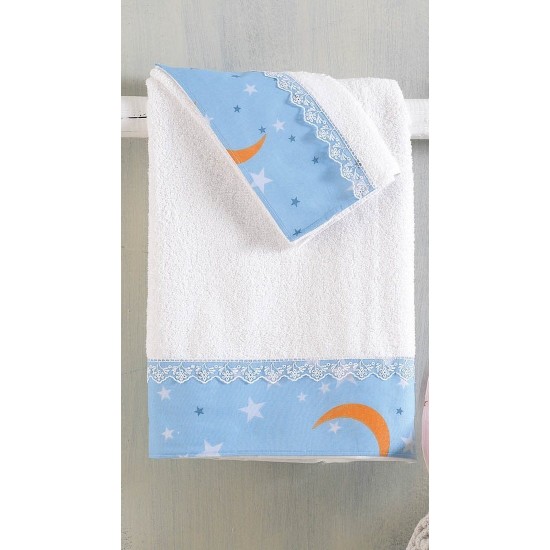 Πετσέτες Βρεφικές Σετ Bath Moonlight Blue Cotton Rythmos 2Τεμ
