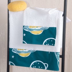 Πετσέτες Παιδικές Σετ Kids Saturn Petrol Cotton Rythmos 2Τεμ