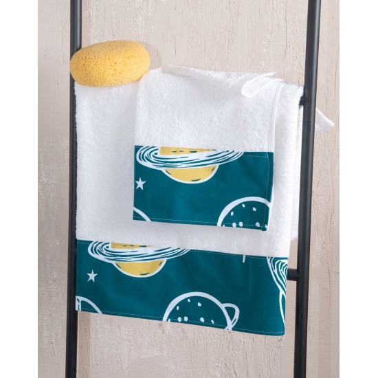 Πετσέτες Παιδικές Σετ Kids Saturn Petrol Cotton Rythmos 2Τεμ