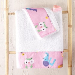 Πετσέτες Βρεφικές Σετ Newborn Letterland Pink Cotton Rythmos 2Τεμ