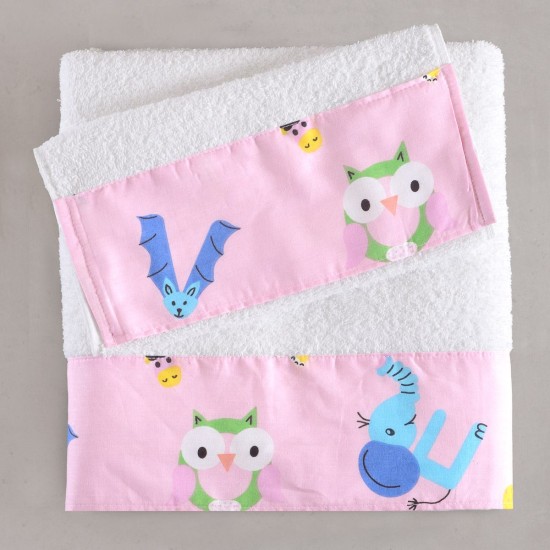 Πετσέτες Βρεφικές Σετ Newborn Letterland Pink Cotton Rythmos 2Τεμ