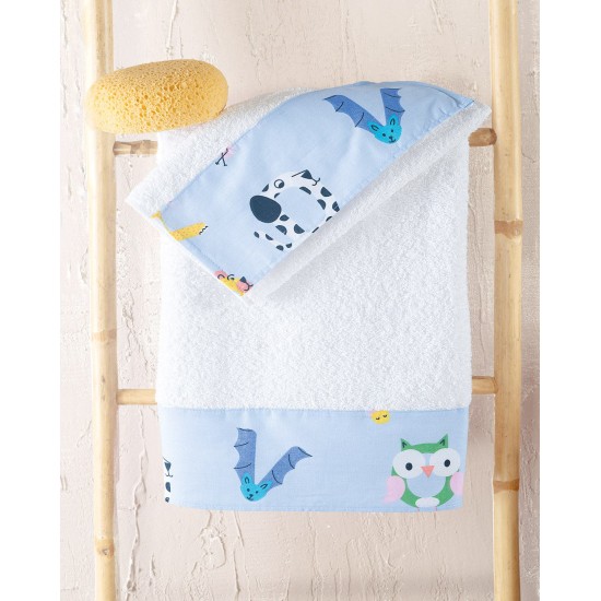 Πετσέτες Βρεφικές Σετ Newborn Letterland Blue Cotton Rythmos 2Τεμ