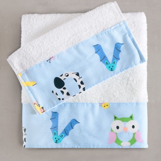 Πετσέτες Βρεφικές Σετ Newborn Letterland Blue Cotton Rythmos 2Τεμ