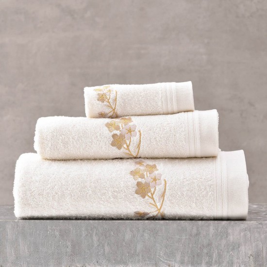 Πετσέτες Σετ Bath Jolie Ecru Cotton Rythmos 3Τεμ