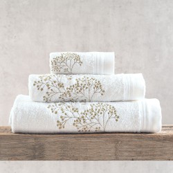 Πετσέτες Σετ Bath Oberon White-Green Cotton Rythmos 3Τεμ