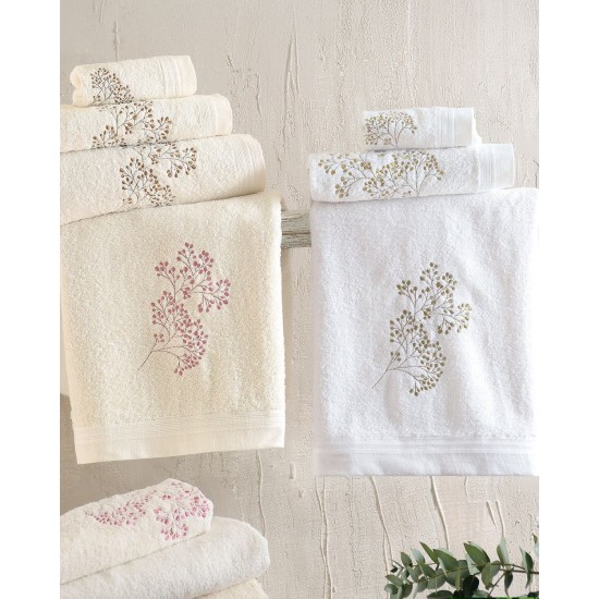 Πετσέτες Σετ Bath Oberon Ecru-Pink Cotton Rythmos 3Τεμ