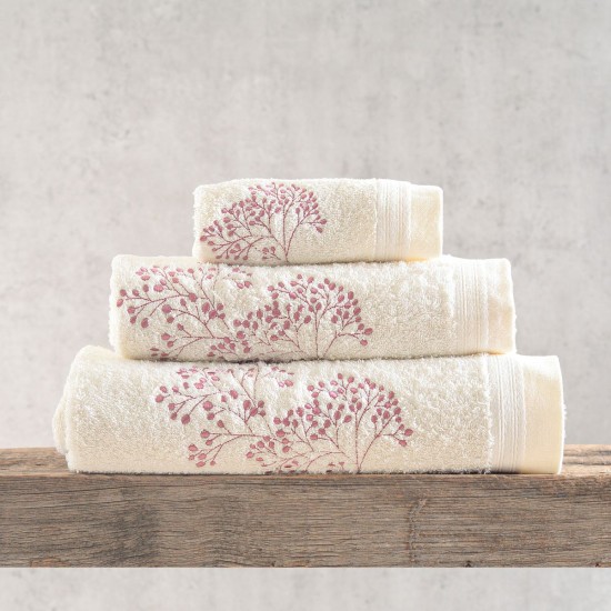 Πετσέτες Σετ Bath Oberon Ecru-Pink Cotton Rythmos 3Τεμ
