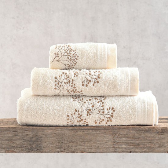 Πετσέτες Σετ Bath Collection Oberon Ecru-Brown Cotton Rythmos 3Τεμ