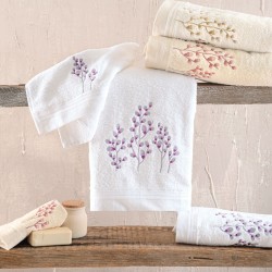 Πετσέτες Σετ Bath Collection Juliet Ecru-Brown Cotton Rythmos 3Τεμ