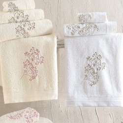 Πετσέτες Σετ Bath Collection Oberon Ecru-Brown Cotton Rythmos 3Τεμ