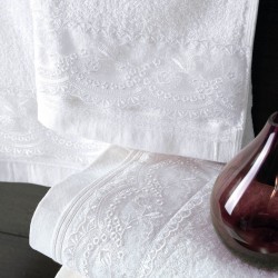 Πετσέτες Νυφικές Με Δαντέλα Σετ Wedding Collection Shiraz White Cotton Rythmos 3Τεμ