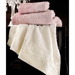 Πετσέτες Νυφικές Με Δαντέλα Σετ Wedding Collection Shiraz Ecru Cotton Rythmos 3Τεμ