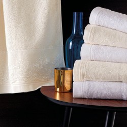 Πετσέτες Νυφικές Με Δαντέλα Σετ Wedding Collection Katherina Ecru Cotton Rythmos 3Τεμ