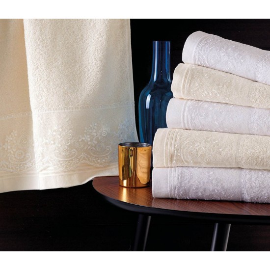 Πετσέτες Νυφικές Με Δαντέλα Σετ Wedding Collection Katherina White Cotton Rythmos 3Τεμ