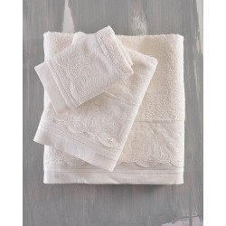 Πετσέτες Νυφικές Με Δαντέλα Σετ Wedding Collection Anika Ecru Cotton Rythmos 3Τεμ