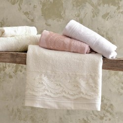 Πετσέτες Νυφικές Με Δαντέλα Σετ Wedding Collection Regatta Ecru Cotton Rythmos 3Τεμ