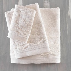 Πετσέτες Νυφικές Με Δαντέλα Σετ Wedding Collection Regatta Ecru Cotton Rythmos 3Τεμ