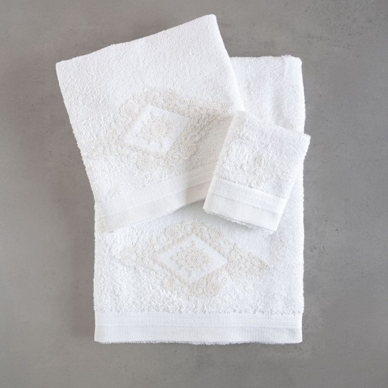 Πετσέτες Σετ Bath Collection Coldelia White Cotton Rythmos 3Τεμ