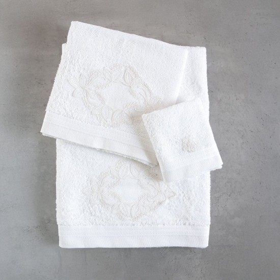 Πετσέτες Σετ Bath Collection Agnes White Cotton Rythmos 3Τεμ