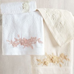 Πετσέτες Σετ Bath Collection Hemera White-Ecru Cotton Rythmos 3Τεμ