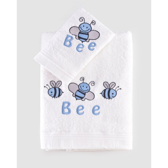 Πετσέτες Βρεφικές Σετ Bath Honey Bee Light Blue Cotton Rythmos 2Τεμ