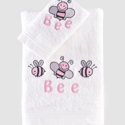 Πετσέτες Βρεφικές Σετ Bath Honey Bee Pink Cotton Rythmos 2Τεμ