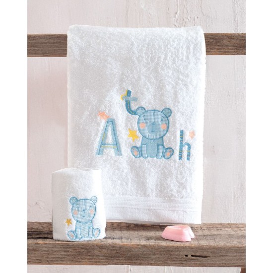 Πετσέτες Παιδικές Σετ Newborn Arthur L.Blue Cotton Rythmos 2Τεμ Πετσέτες Παιδικές Σετ Newborn Arthur L.Blue Cotton Rythmos 2Τεμ