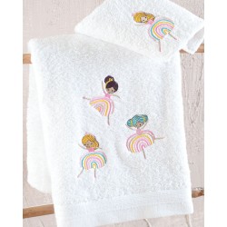 Πετσέτες Παιδικές Σετ Newborn Rainbow Girls Cotton Rythmos 2Τεμ