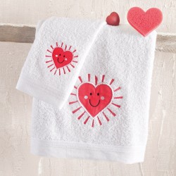 Πετσέτες Βρεφικές Πετσέτες Βρεφικές Σετ Newborn Loveheart Cotton Rythmos 2Τεμ