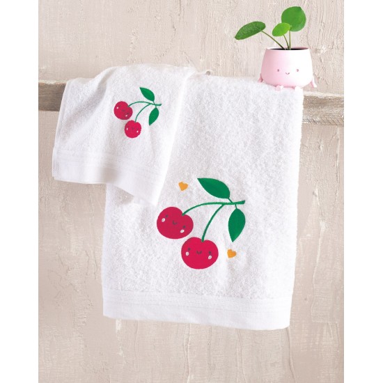 Πετσέτες Βρεφικές Σετ Newborn Cherries Cotton Rythmos 2Τεμ