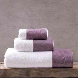 Πετσέτες Σετ Bath Charisma White-Mauve Cotton Rythmos 3Τεμ
