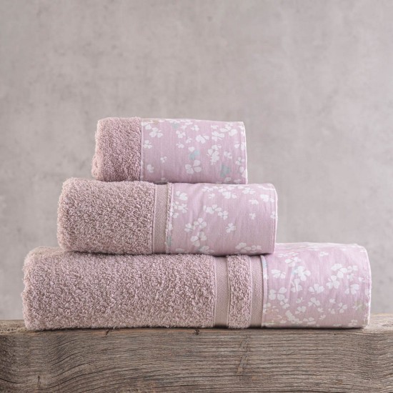 Πετσέτες Σετ Bath Harpia Pink Cotton Rythmos 3Τεμ