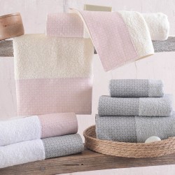 Πετσέτες Σετ Bath Towel Sinclair Ecru-Pink Cotton Rythmos 3Τεμ