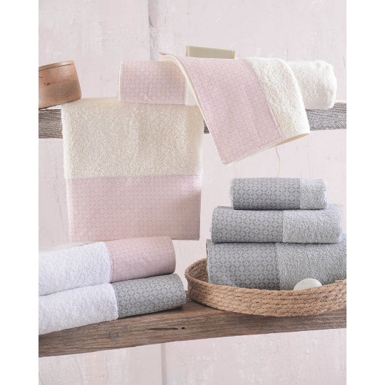 Πετσέτες Σετ Bath Towel Sinclair White-Pink Cotton Rythmos 3Τεμ Πετσέτες Σετ Bath Towel Sinclair White-Pink Cotton Rythmos 3Τεμ