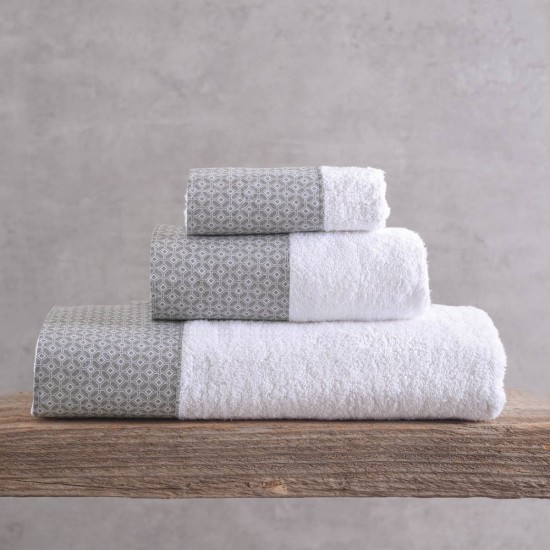 Πετσέτες Σετ Bath Towel Sinclair White-Grey Cotton ( Σε Συσκευασία Δώρου) Rythmos 3Τεμ